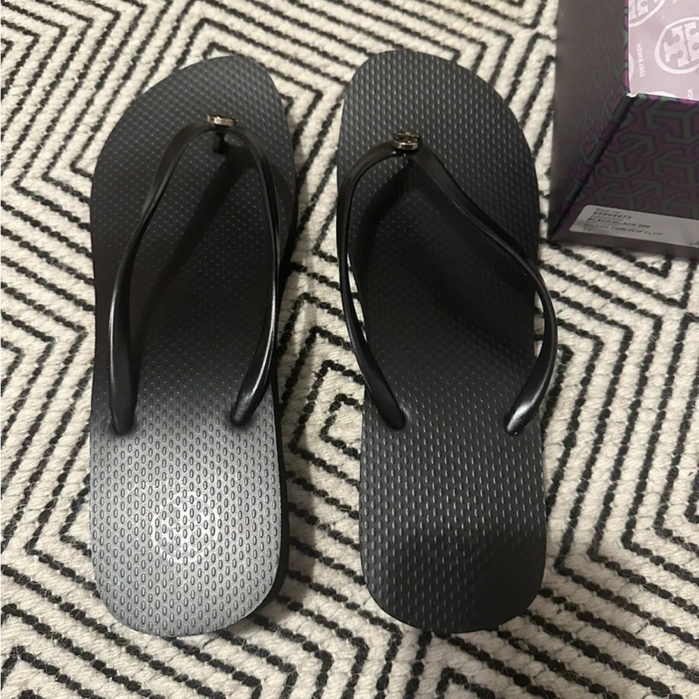 NEW IN BOX Tory Burch Platform Flip Flops Black 10